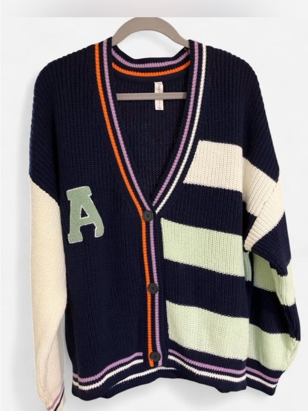 Anthropologie Daily Practice Oversized Varsity Colorblock Cardigan size L